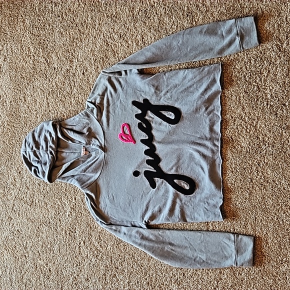 Juicy Couture Crop Top Long-Sleeve Gray Hoodie. Sz: L - Picture 1 of 7